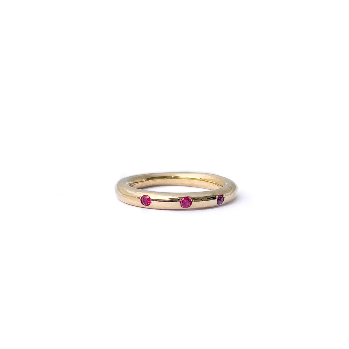 The Bauble Band in 14k Yellow Gold with Rubies