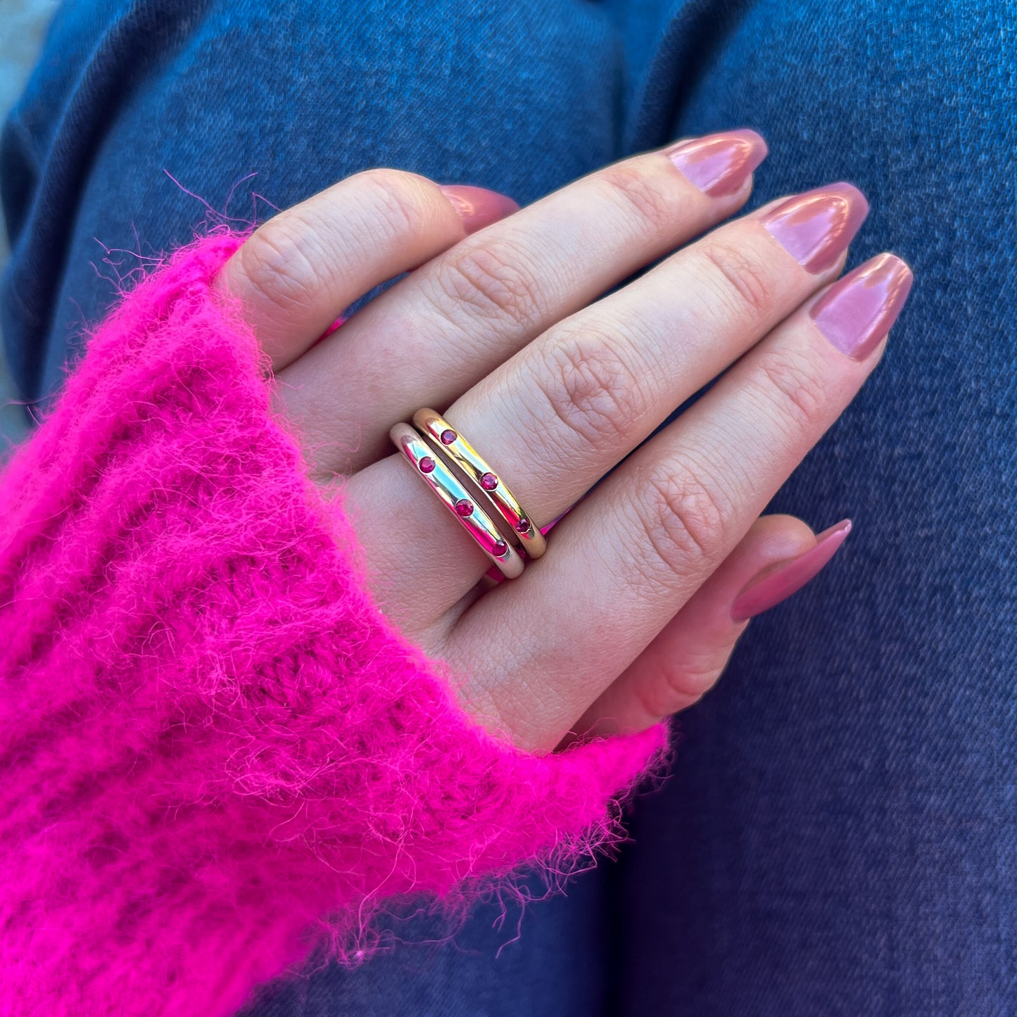 The Bauble Band in Gold with Rubies